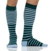 VIM&VIGR - podkolanówki uciskowe II stopnia kompresji - NYLON  - butelkowa zieleń w niebieskie paski